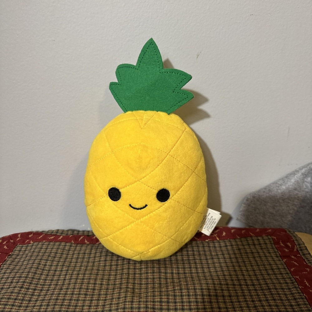 Rinco Yellow Happy Pineapple Embroidered Smiling Face 6" Stuffed Fruit Plush2011